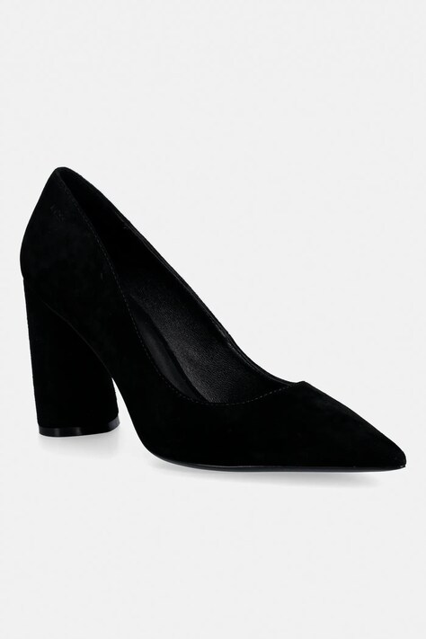 Велурени обувки с дебел ток BOSS Gracey в черно с дебел ток 50554372