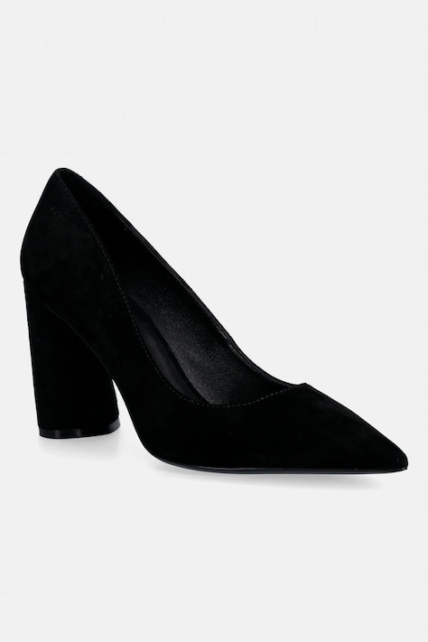 Велурени обувки с дебел ток BOSS Gracey в черно с дебел ток 50554372