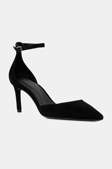 Велурени обувки с тънък ток BOSS Gracey в черно 50557660