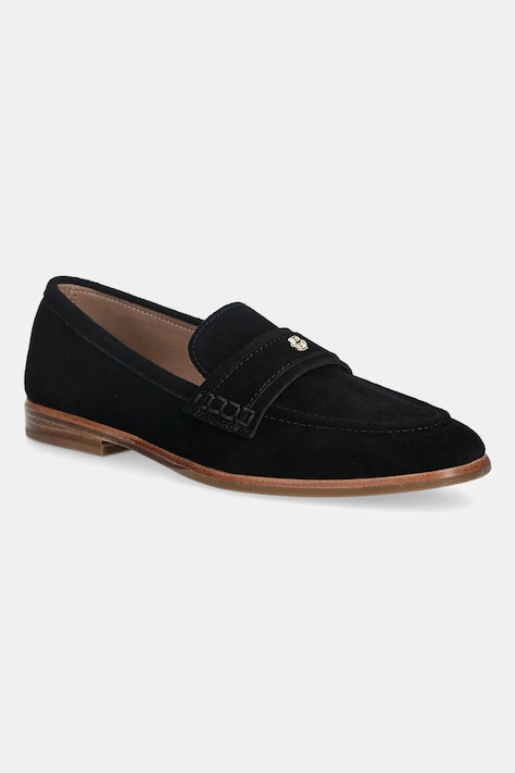 BOSS mocasini din piele întoarsă Helyan culoarea negru, cu toc plat, 50564752