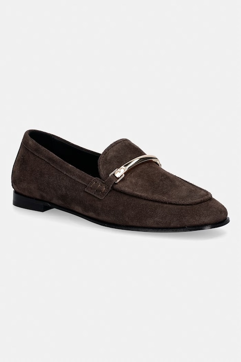 Furla mokasyny zamszowe Heritage Loafer damskie kolor brązowy na płaskim obcasie YK75FHE Y61000 2566S