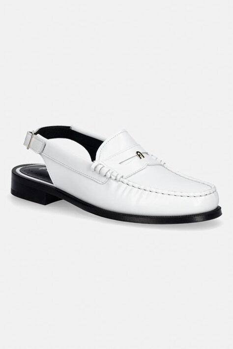 Furla mokasyny skórzane College Loafer damskie kolor biały na płaskim obcasie YK55FCG T20000 01B00