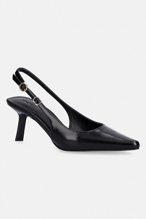 Кожени обувки с тънък ток HUGO Seleny в черно 50563996.001