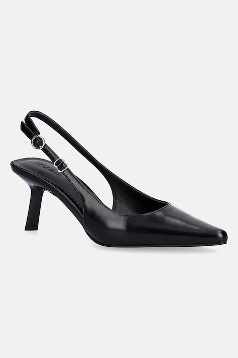 Кожени обувки с тънък ток HUGO Seleny в черно 50563996.001