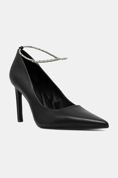 Calvin Klein tacchi in pelle ESS STILETTO HDW CHAIN LTH 90 colore nero HW0HW02718