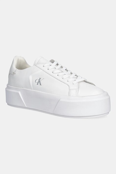 Calvin Klein sneakersy skórzane FLATFORM LACE UP LTH MG damskie kolor biały YW0YW01928