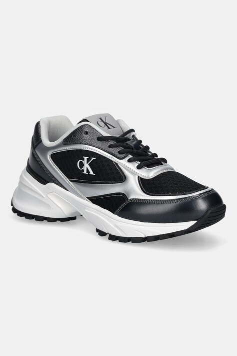 Αθλητικά Calvin Klein HIKE RUNNER LACE UP MESH MIX MET χρώμα: μαύρο, YW0YW02063