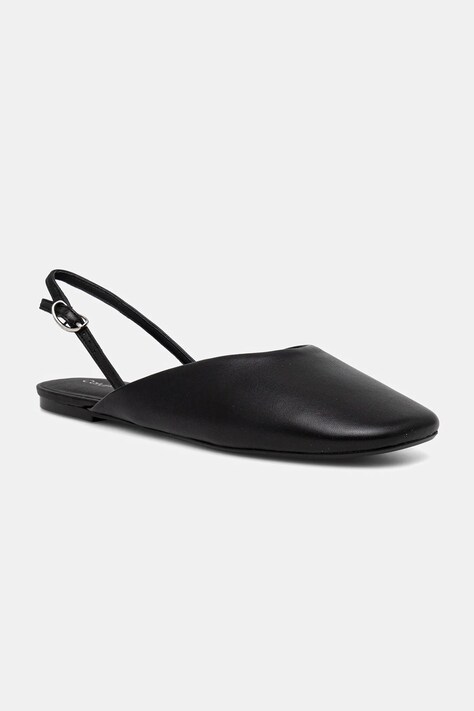 Δερμάτινες μπαλαρίνες Calvin Klein OBLIQUE BALLERINA SLINGBACK LTH χρώμα: μαύρο, HW0HW02852