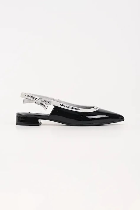 Kožené baleríny Karl Lagerfeld KERRIE černá barva, s odkrytou patou, KL40159