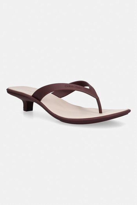 Calvin Klein japonki damskie FLIP FLOP KITTEN HEEL THONG TPU bordowe HW0HW02965