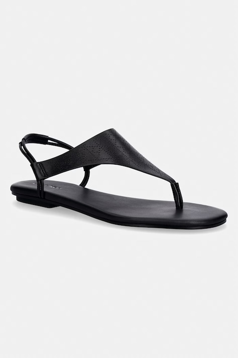 Calvin Klein σανδάλια Γυναικεία δερμάτινα ORG FLAT SNDL THONG LTH AOP μαύρα HW0HW02858