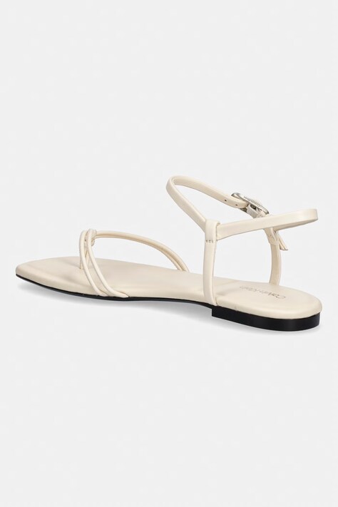 Calvin Klein sandały damskie SQUARE FLAT SANDAL STRAP LTH beżowe HW0HW02863