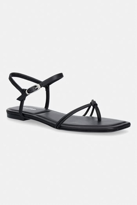Calvin Klein sandały damskie SQUARE FLAT SANDAL STRAP LTH czarne HW0HW02863