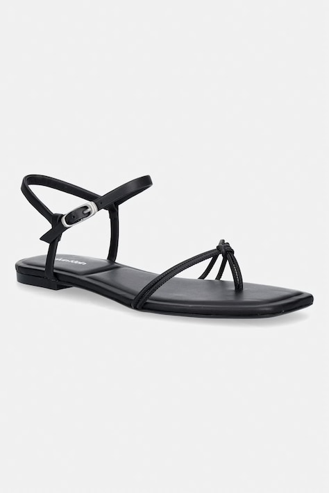 Calvin Klein sandały damskie SQUARE FLAT SANDAL STRAP LTH czarne HW0HW02863