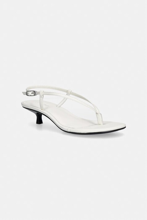 Calvin Klein sandały skórzane KITT HEEL SNDL STRAPPY SLING LTH beżowe HW0HW02918