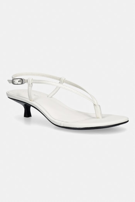 Calvin Klein bőr szandál KITT HEEL SNDL STRAPPY SLING LTH bézs HW0HW02918