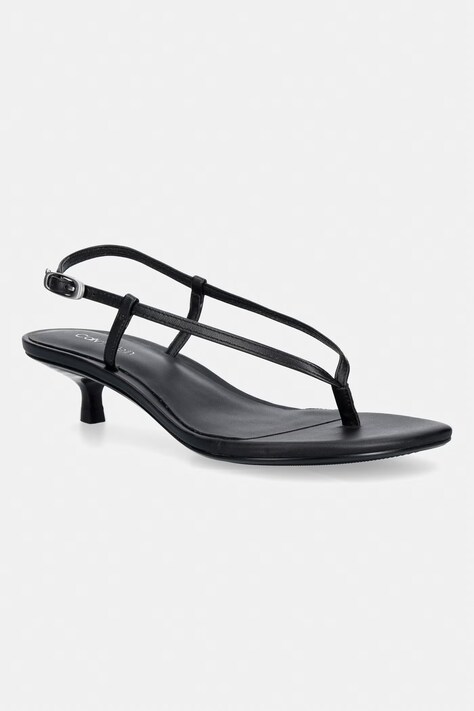 Calvin Klein sandały skórzane KITT HEEL SNDL STRAPPY SLING LTH czarne HW0HW02918