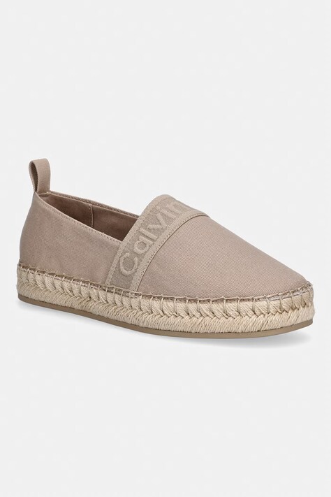 Calvin Klein espadryle damskie OBLIQUE ESPADRILLE WEBBING beżowe HW0HW02934