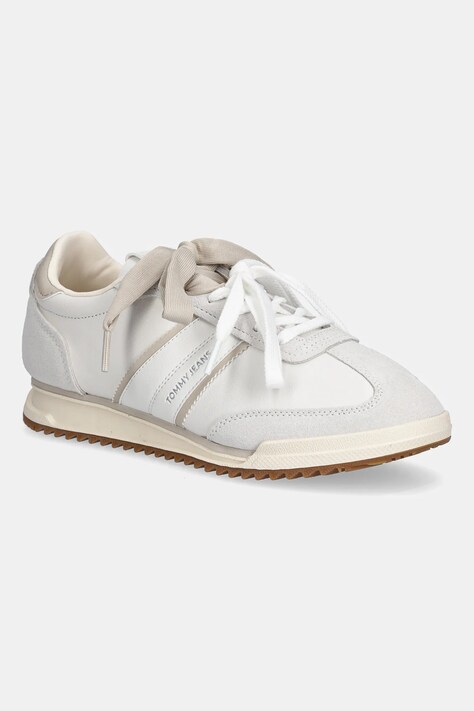 Δερμάτινα αθλητικά παπούτσια Tommy Hilfiger TJW LOW PROFILE RUNNER LTHR MIX χρώμα: μπεζ, EN0EN03001