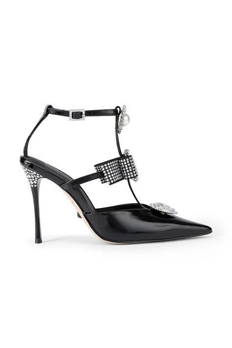 Kurt Geiger London szpilki skórzane Bow Point Gladiator Court kolor czarny 5382300309