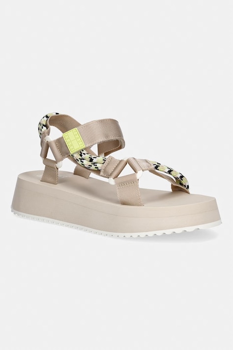 Tommy Jeans sandały na platformie damskie TJW EVA ROPE SANDAL beżowe EN0EN02970
