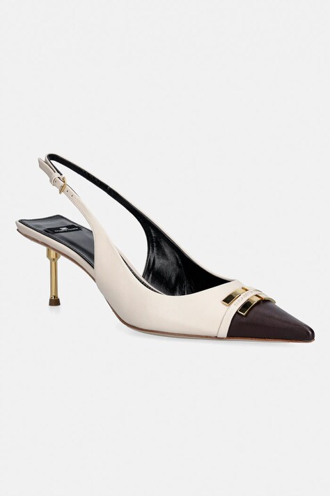 Elisabetta Franchi stilettos de piele culoarea bej, SA57L61E2