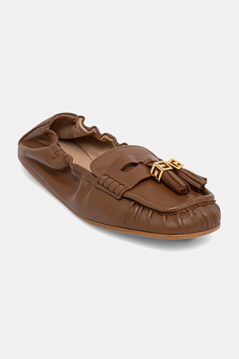 Elisabetta Franchi mokasyny damskie skórzane brązowe SA26M62E2