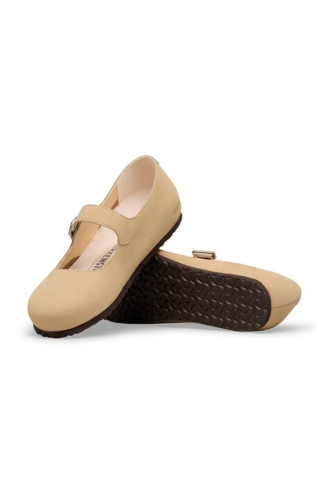 Birkenstock baleriny skórzane Santa kolor beżowy 1031613
