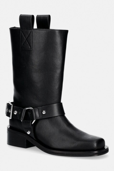 GANNI botki damskie kolor czarny na płaskim obcasie B1010102