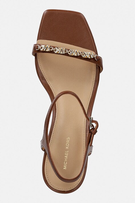 Шкіряні сандалі MICHAEL Michael Kors Dina Kitten Sandal — SS26-OBD0M2, коричневий — фото 4
