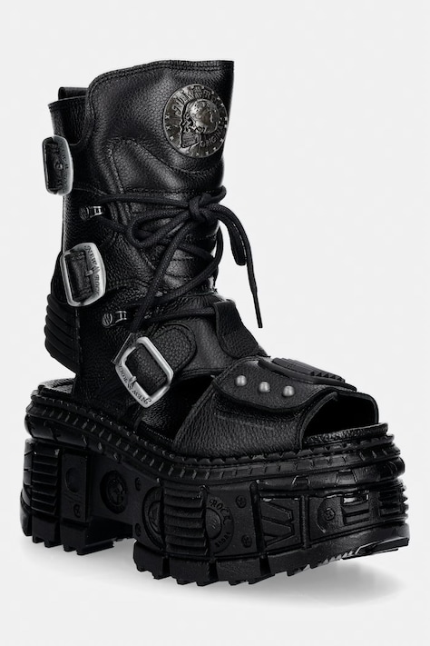 New Rock sandały damskie skórzane LUXOR NEGRO TANK CASCO NE czarne M-BIOS107-C3