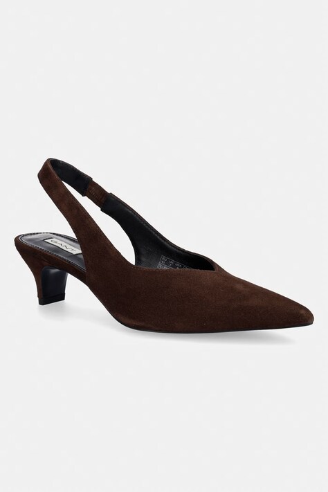 Gant czółenka na niskim obcasie zamszowe Tillbye brązowe 32523305