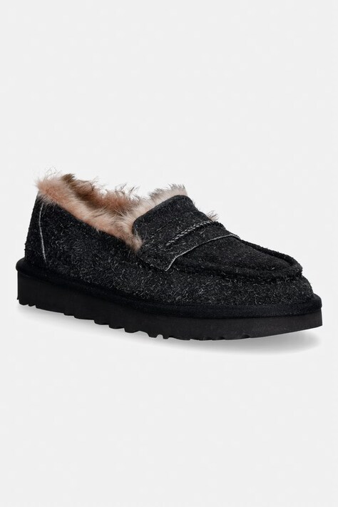 UGG mokasyny zamszowe W Ellis Loafer damskie kolor czarny na płaskim obcasie 1179390.BLK
