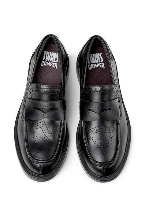 Шкіряні мокасини Camper TWS колір чорний на плоскому підборі K201873-001