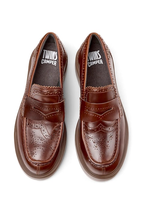 Kožené mokasíny Camper TWS hnedá farba, na plochom podpätku, K201873-002