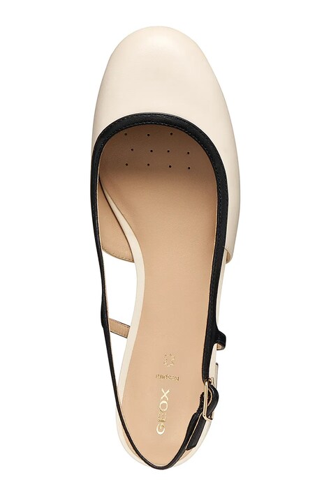 Geox baleriny skórzane D VIRNILISA B kolor beżowy z odkrytą piętą D653KC000TUC1S9B