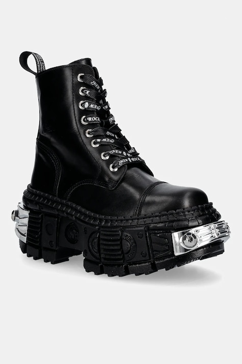 New Rock workery skórzane CRUST NEGRO, TANK CASCO NEGRO POWER * damskie kolor czarny na platformie M.WALL083C.C12