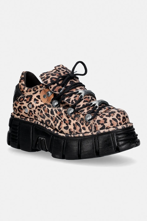New Rock sneakersy zamszowe ANTE LEOPARDO CUERO, TOWER NEGRO+ lateral damskie kolor brązowy M.120N.C31