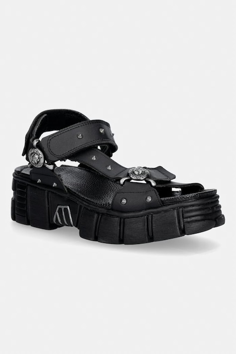 New Rock sandały na platformie damskie VEGAN NEGRO, TOWER CASCO NEGRO LATERAL czarne M.BIOS120.V1