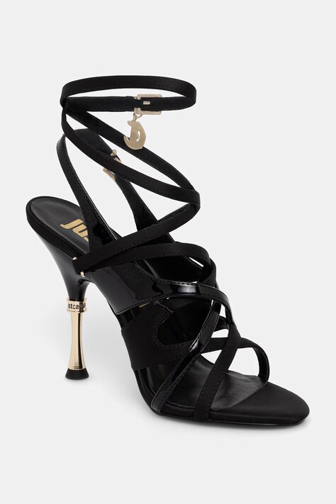 Just Cavalli sandały na szpilce czarne 80RA3S50ZSE62899