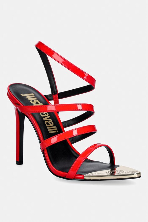 Just Cavalli sandały na szpilce czerwone 80RA3S55ZSE31559