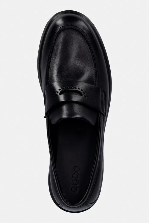 Ecco mokasyny skórzane Metropole Vienna damskie kolor czarny na płaskim obcasie 231333-01001