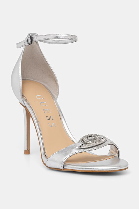 Guess sandály na vysokém podpatku KABRINAA stříbrné FLJKBB LEL03