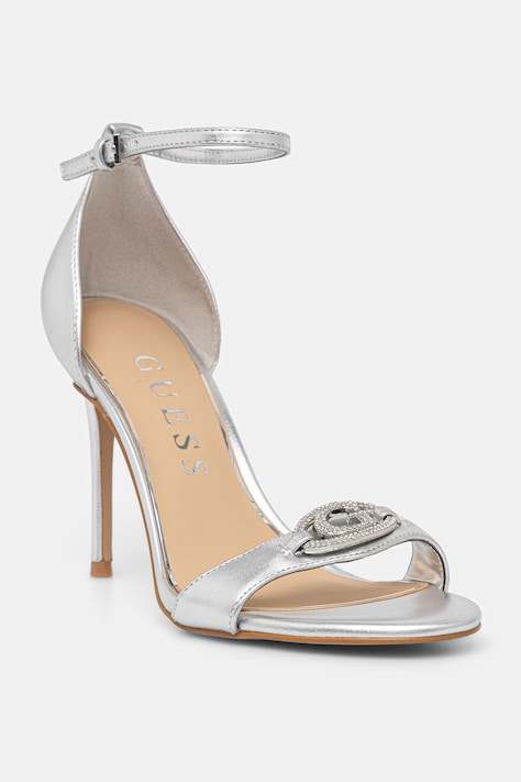 Guess sandály na vysokém podpatku KABRINAA stříbrné FLJKBB LEL03