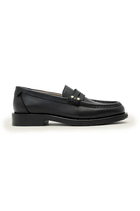 AllSaints mokasyny damskie skórzane Bloom Stud Loafer czarne W072FE
