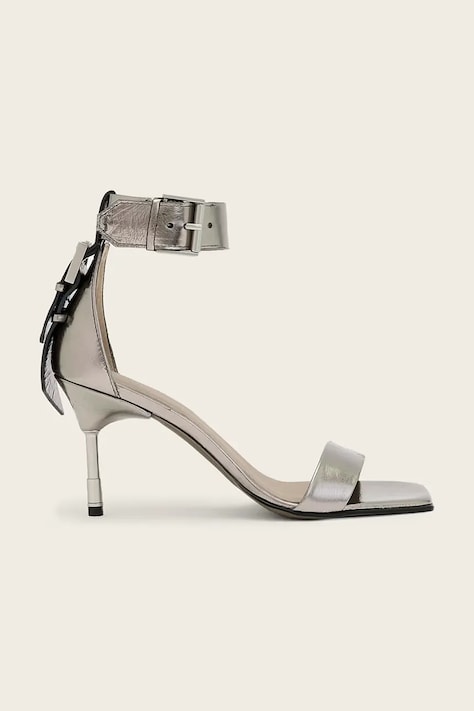 AllSaints sandały skórzane Noir Mid Sandal kolor srebrny W152FB