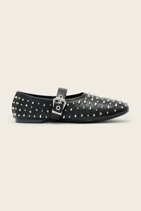 AllSaints baleriny skórzane Sabine Stud Shoe kolor czarny W088FE