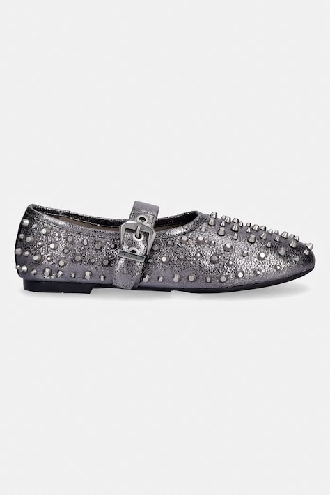 Шкіряні балетки AllSaints Sabine Stud Shoe — SS26-OBD2RZ, срібний — фото 2