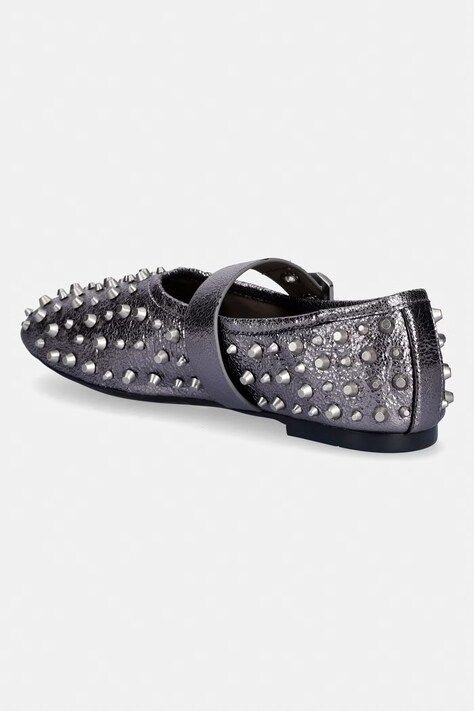 Шкіряні балетки AllSaints Sabine Stud Shoe — SS26-OBD2RZ, срібний — фото 3