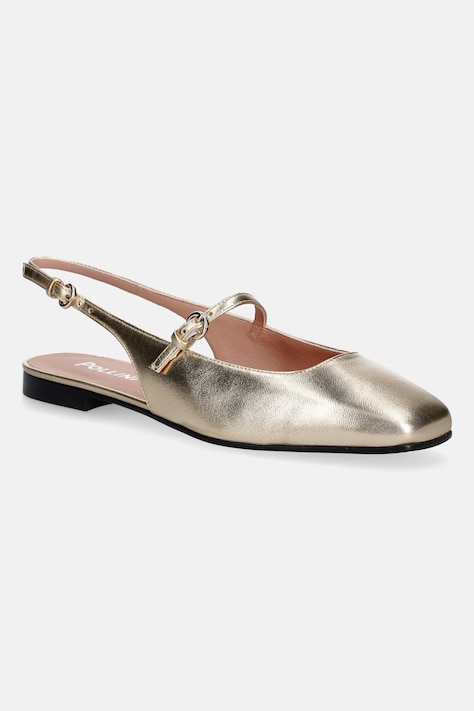 Pollini balerini din piele culoare aurie, cu toc deschis SA11031C1OTH0105
